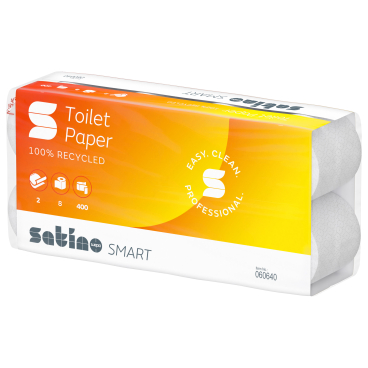 Satino smart Toilettenpapier, weiß, 9,5 x 11 cm, MT1-kompatibel 1 Paket = 6 x 8 = 48 Rollen á 400 Blatt - Bild-Darstellung des Produktes 1
