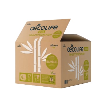 Fripa oecolife Toilettenpapier, BAMBUS, 3-lagig 1 Karton = 27 Rollen à 250 Blatt - Bild-Darstellung des Produktes 1