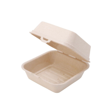Greenbox Mehrweg Burger Box Häppy Box, abnehmbarer Deckel 1 Packung = 15 Stück, Farbe: cashew / creme weiß - Bild-Darstellung des Produktes 1