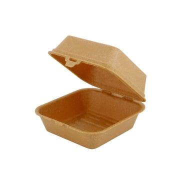 Greenbox Mehrweg Burger Box Häppy Box, abnehmbarer Deckel 1 Packung = 15 Stück, Farbe: karamell / braun - Bild-Darstellung des Produktes 1