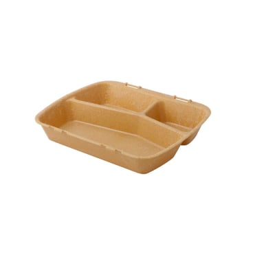 Greenbox Mehrwegbehälter Häppy Box, HP4/3, 3-geteilt 1 Packung = 15 Stück, Farbe: karamell / braun - Bild-Darstellung des Produktes 1