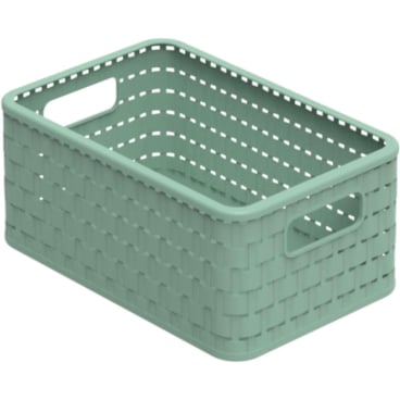 Rotho COUNTRY ECO Aufbewahrungskorb Rattan 6 Liter, A5 Farbe: Mistletoe green - Bild-Darstellung des Produktes 1