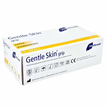 Meditrade Gentle Skin® Grip Latex Untersuchungshandschuh 1 Karton = 10 x 100 = 1000 Stück, Größe XS - Bild-Darstellung des Produktes 1