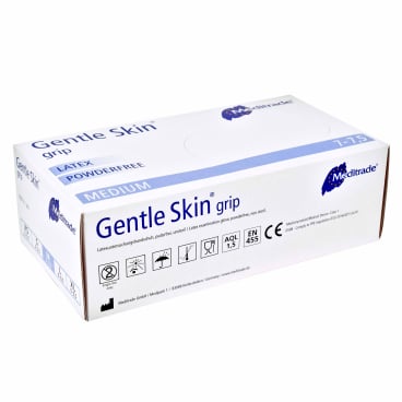 Meditrade Gentle Skin® Grip Latex Untersuchungshandschuh 1 Karton = 10 x 100 = 1000 Stück, Größe M - Bild-Darstellung des Produktes 1