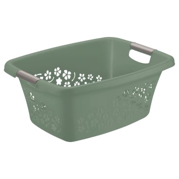 Rotho Wäschekorb FLOWERS, 25 Liter Farbe: Mistletoe green - Bild-Darstellung des Produktes 1
