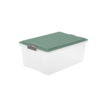 Rotho COMPACT A3 Stapelbox, 38 Liter transparent Deckelfarbe: Mistletoe green - Bild-Darstellung des Produktes 1