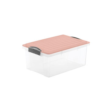 Rotho COMPACT A4 Stapelbox, 13 Liter transparent Deckelfarbe: linnea pink ged. - Bild-Darstellung des Produktes 1