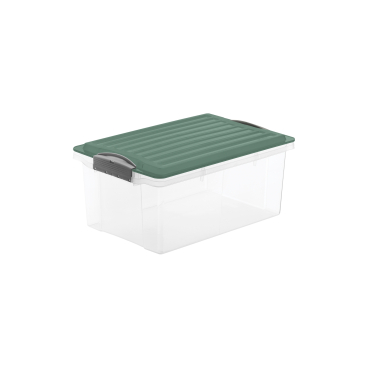 Rotho COMPACT A4 Stapelbox, 13 Liter transparent Deckelfarbe: Mistletoe green - Bild-Darstellung des Produktes 1
