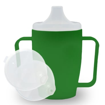 Dr. Junghans Einnehmbecher, Schnabeltasse Senioren, 2 Griffe 1 Becher mit zwei Griffen + 2 Deckel (4/12mm), grün - Bild-Darstellung des Produktes 1