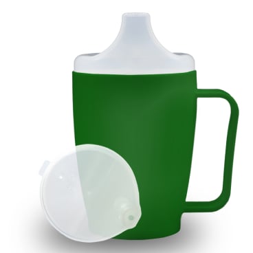 Dr. Junghans Einnehmbecher, Schnabeltasse 1 Griff, auslaufsicher 1 Becher mit einem Griff + 1 Deckel (4mm), grün - Bild-Darstellung des Produktes 1