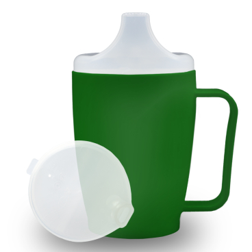 Dr. Junghans Einnehmbecher, Schnabeltasse 1 Griff, auslaufsicher 1 Becher mit einem Griff + 1 Deckel (12mm), grün - Bild-Darstellung des Produktes 1