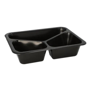 Menüschalen Mehrweg, Kunststoff, schwarz 1 Karton = 20 Packungen à 20 Stück, 3-geteilt - Bild-Darstellung des Produktes 1