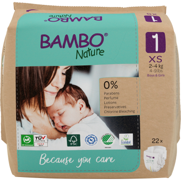 Bambo® Nature Windeln, Größe 1, 2-4 kg 1 Packung = 22 Windeln - Bild-Darstellung des Produktes 1
