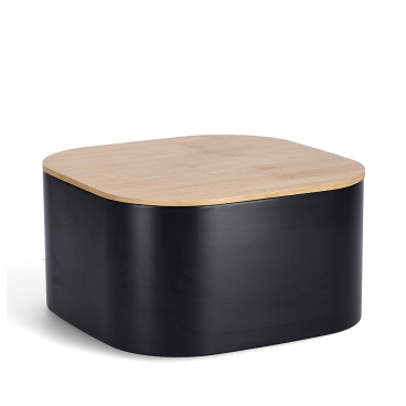 Zeller Brotkasten mit Bambusdeckel, Metall Farbe: schwarz - Bild-Darstellung des Produktes 1