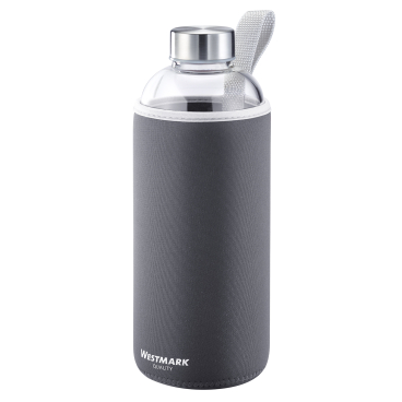 WESTMARK Viva Trinkflasche mit Cover, Glas, 1 Liter Farbe: anthrazit - Bild-Darstellung des Produktes 1