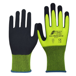 AS-Arbeitsschutz GmbH NITRAS NYLOTEX SOFT HV Schutzhandschuhe, neongelb, Rutschfeste Nylonhandschuhe mit Latexschaum-Beschichtung, 1 Paar, Größe 8 3525-8