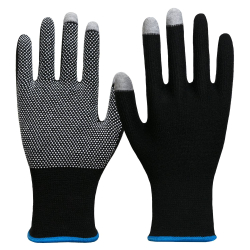 AS-Arbeitsschutz GmbH NITRAS SMART SWIPE Strickhandschuhe, PVC Noppen, schwarz, Schutzhandschuhe mit weißen Noppen auf der Innenhand, 1 Paar, Größe 7 6102-7