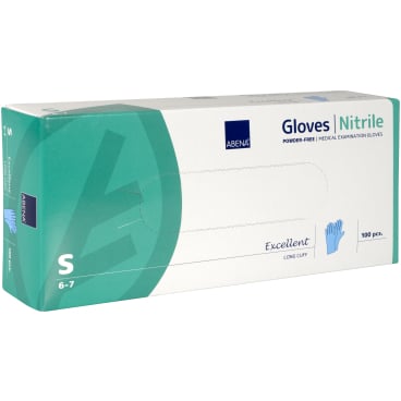 ABENA® Excellent Nitrilhandschuhe, puderfrei, extra lang, blau 1 Karton = 10 Packungen à 100 Stück, Größe S - Bild-Darstellung des Produktes 1
