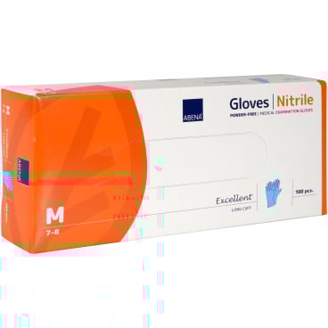ABENA® Excellent Nitrilhandschuhe, puderfrei, extra lang, blau 1 Karton = 10 Packungen à 100 Stück, Größe M - Bild-Darstellung des Produktes 1