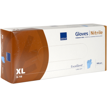 ABENA® Excellent Nitrilhandschuhe, puderfrei, extra lang, blau 1 Packung = 100 Stück, Größe XL - Bild-Darstellung des Produktes 1