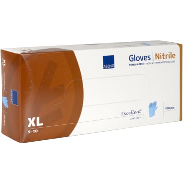 ABENA® Excellent Nitrilhandschuhe, puderfrei, extra lang, blau 1 Karton = 10 Packungen à 100 Stück, Größe XL - Bild-Darstellung des Produktes 1
