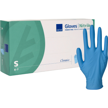 ABENA® Classic Nitrilhandschuhe, puderfrei, blau 1 Karton = 10 Packungen à 100 Stück, Größe S - Bild-Darstellung des Produktes 1