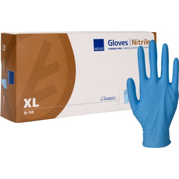 ABENA® Classic Nitrilhandschuhe, puderfrei, blau 1 Packung = 100 Stück, Größe XL - Bild-Darstellung des Produktes 1