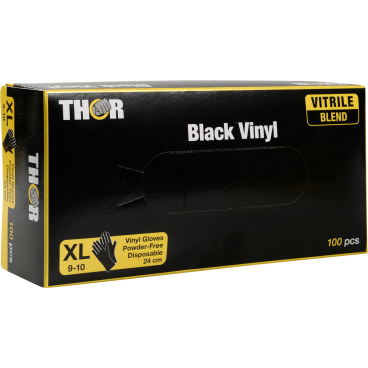 ABENA® Thor Black Vinyl Einweghandschuhe, puderfrei, schwarz 1 Karton = 10 Packungen à 100 Stück, Größe XL - Bild-Darstellung des Produktes 1