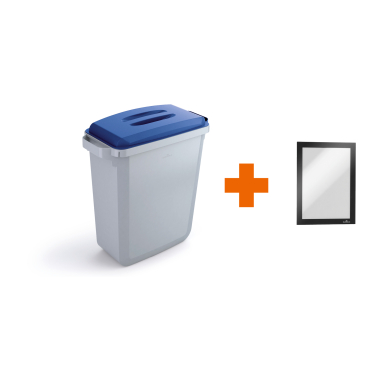 DURABLE Behälter DURABIN 60 mit Deckel + Inforahmen DURAFRAME Deckelfarbe: blau - Bild-Darstellung des Produktes 1