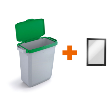 DURABLE Behälter DURABIN 60 mit Klappdeckel + Rahmen DURAFRAME Deckelfarbe: grün - Bild-Darstellung des Produktes 1