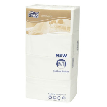 Tork Premium Bestecktaschen, weiß 1 Karton = 6 x 200 Servietten = 1.200 Stück - Bild-Darstellung des Produktes 1