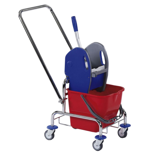 Floorstar Einfachfahrwagen 25 l mit Deichsel SOLID, verchromt