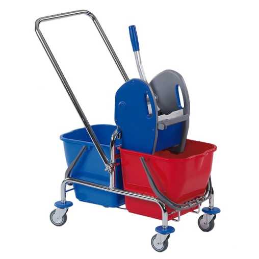 Floorstar Doppelfahrwagen mit Deichsel 2 x 25 l SOLID, verchromt
