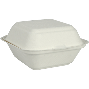 ABENA® Burgerbox Bagasse, weiß 1 Packung = 50 Stück, Maße: 14,4 x 14,1 x 7,5 cm - Bild-Darstellung des Produktes 1