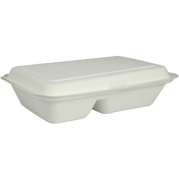 ABENA® Menübox, Bagasse, 2-geteilt, weiß, 25 x 16,2 x 6,3 cm 1 Packung = 50 Stück - Bild-Darstellung des Produktes 1
