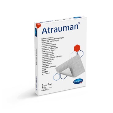 Atrauman® wirkstofffreie Salbenkompresse, steril 1 Packung = 10 Stück, einzeln verpackt, Maße: 5 x 5 cm - Bild-Darstellung des Produktes 1