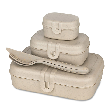 Koziol Lunchbos Set PASCAL READY inkl. Besteck, 4-teilig 1 Set, Farbe: beige - Bild-Darstellung des Produktes 1