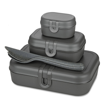 Koziol Lunchbos Set PASCAL READY inkl. Besteck, 4-teilig 1 Set, Farbe: dunkelgrau - Bild-Darstellung des Produktes 1