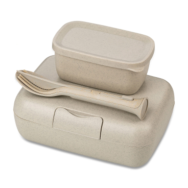 Koziol Lunchbox Set CANDY READY inkl. Besteck, 3-teilig 1 Set, Farbe: beige - Bild-Darstellung des Produktes 1