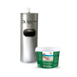 Dreumex B.V. Dreumex Desinfektion, Starterpaket, 2-teilig, Desinfektionsspender inkl. Desinfektionstücher, 1 Set = 1 Ständer + 1 Eimer à 800 Tücher (Disinfectant&Cleaning) 74708001003