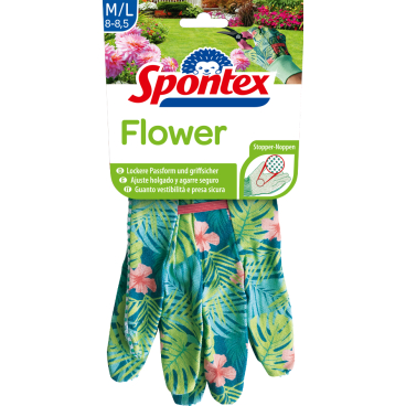 Spontex Flower Gartenhandschuhe, Anti-Rutsch Noppen 1 Paar, Größe 8 - 8,5 - Bild-Darstellung des Produktes 1