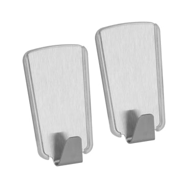 Metaltex pullCLEAN Klebehaken, Inox gebürstet, trapezförmig 1 Packung = 2 Stück, silber - Bild-Darstellung des Produktes 1
