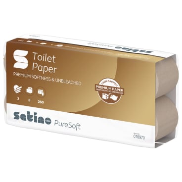 Satino PureSoft Toilettenpapier, 3-lagig, MT1-kompatibel 1 Packung = 8 Rollen à 250 Blatt - Bild-Darstellung des Produktes 1