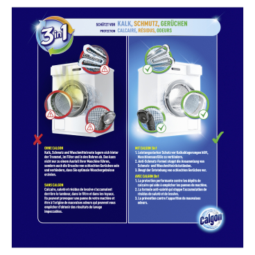 Calgon 2 in 1 Waschmaschinen-Wasserenthärter-Tabs 1 Packung = 15 Tabs ...