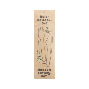Greenbox Holzbesteck Set Messer & Gabel, To Go, 16 cm, 3-teilig 1 Karton = 250 Stück - Bild-Darstellung des Produktes 1