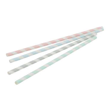 Greenbox Jumbo Strohhalme, 23 cm, Ø 0,8 cm 1 Packung = 150 Stück, Farbe: pastell gestreift - Bild-Darstellung des Produktes 1