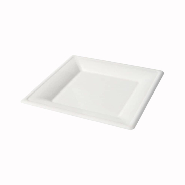 Greenbox Teller, Zuckerrohr, weiß, quadratisch 1 Karton = 10 Packungen à 50 Stück, Maße (L x B): 26 x 26 cm - Bild-Darstellung des Produktes 1