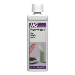 HG International B.V. HG Fleckweg Nr. 4, Fleckenentferner für Blut-, Saucen-, Bratensaft-, Gewürz-, und Milchflecken, 50 ml - Flasche 423005105
