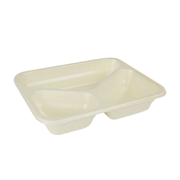 Greenbox Menüschalen, Zellulose, natur, 950 ml, 3-geteilt 1 Karton = 2 Packungen à 110 Stück - Bild-Darstellung des Produktes 1
