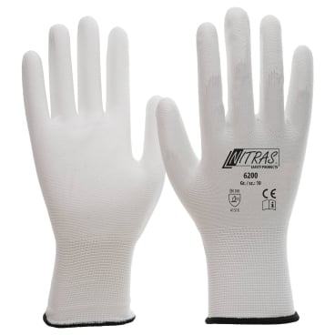 NITRAS Nylon-PU-Handschuhe, weiß 1 Karton = 240 Paar, Größe XXXL (11) - Bild-Darstellung des Produktes 1